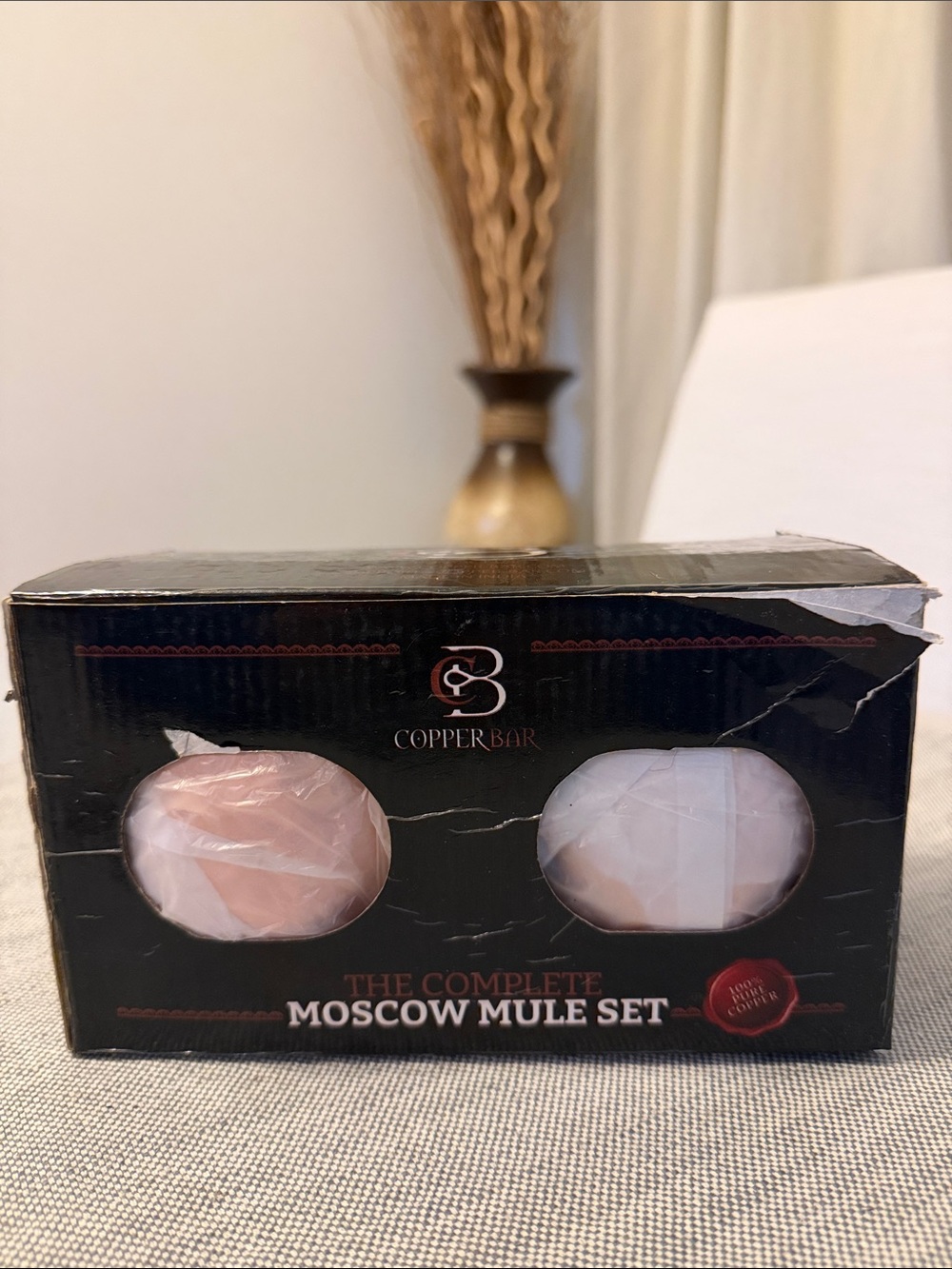 LESET CopperBar Moscow Mule Mug Set in Rose Gold and Silver